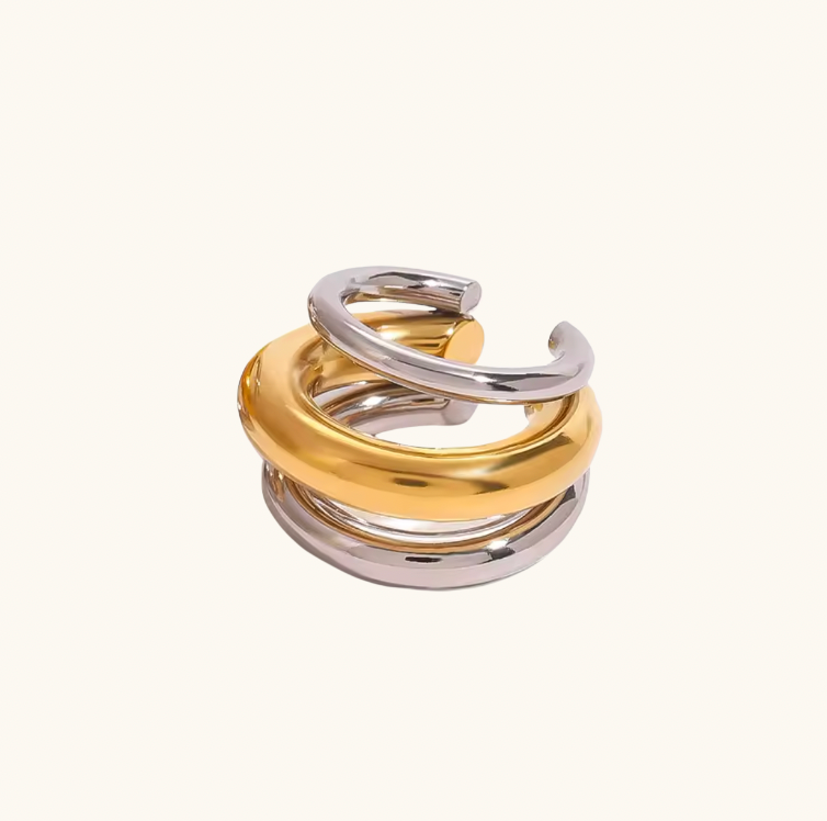 Earcuff Zlato-Stříbrný JUMPE Nerezová ocel