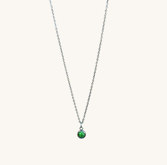 Nerezový stříbrný náhrdelník - Zelenoočko