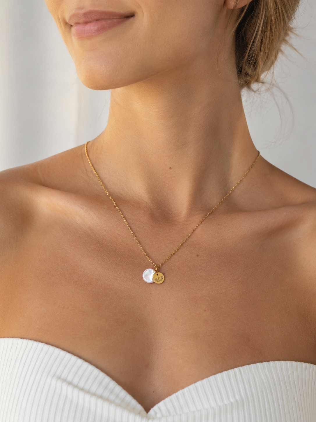 Náhrdelník s perlou a přívěskem MELOUNE Nerezová ocel