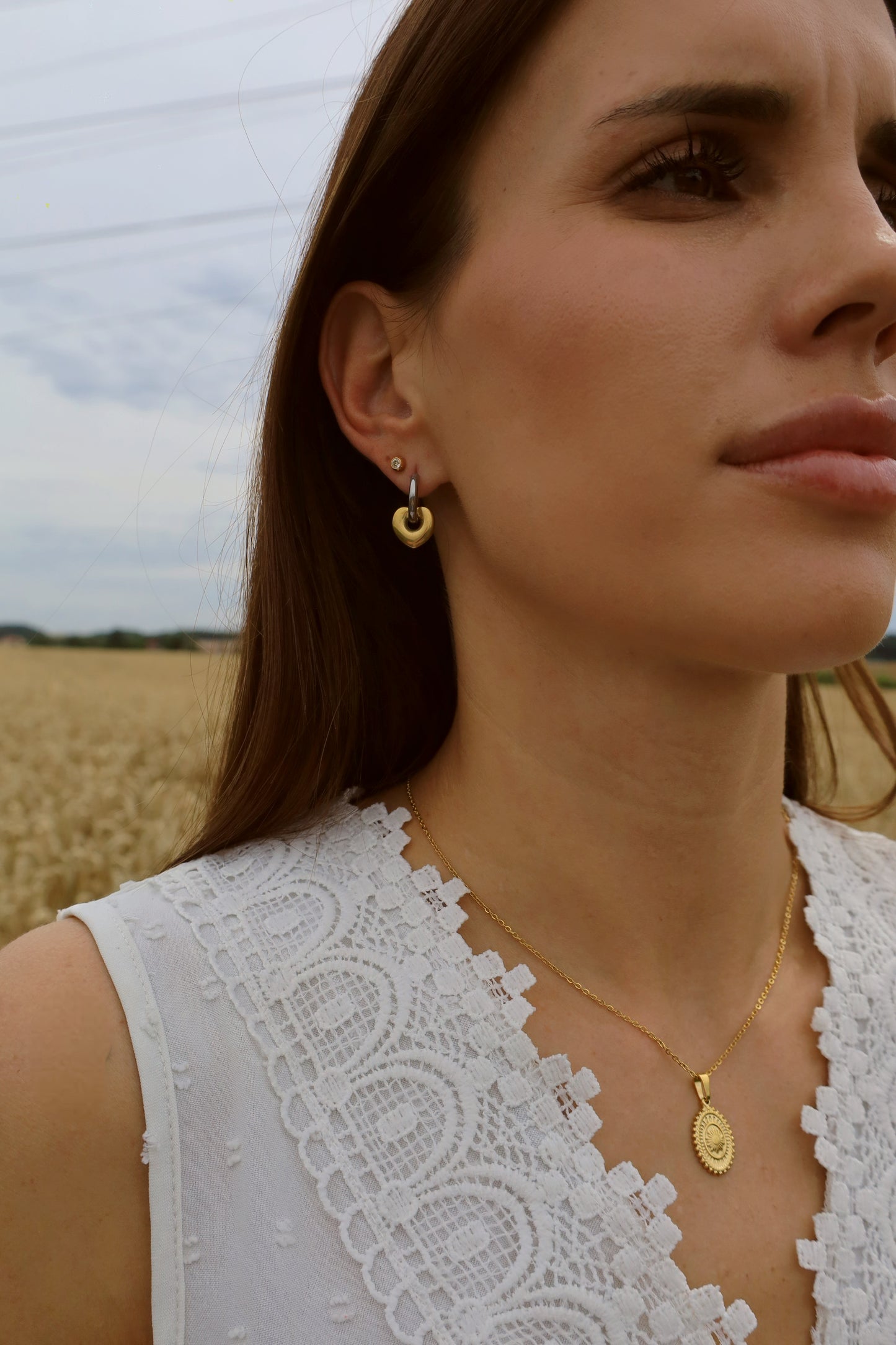 Dvoubarevné srdíčkové náušnice PAULA Nerezová ocel