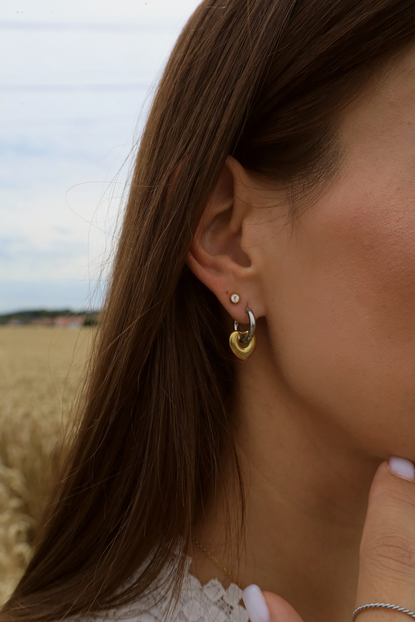 Dvoubarevné srdíčkové náušnice PAULA Nerezová ocel